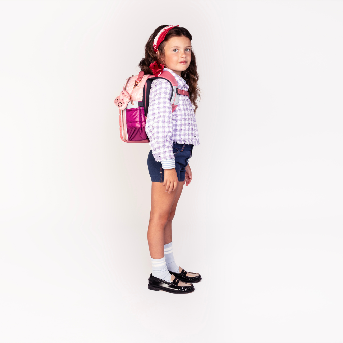Ergonomic, trendy Jeune Premier Puffer Pink backpack for toddlers and preschoolers (from 2 years old).