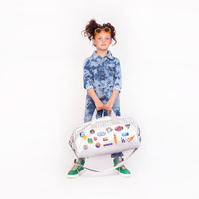 Jeune Premier Caroline Weekend Bag Jetsetter Silver – lightweight 25L weekend bag in recycled PET, water-repellent and vegan