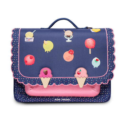 Jeune Premier It Bag Midi Disco Dip – kids' school bag for girls aged 6–8, navy and pink