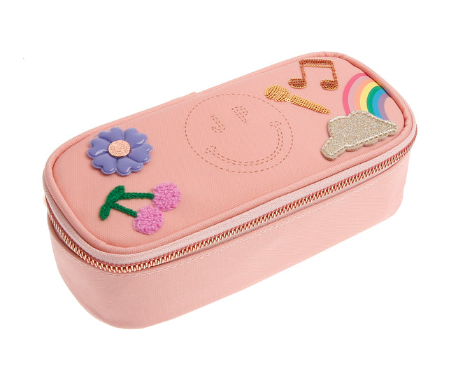Jeune Premier Lady Gadget Pink pencil box with girly design featuring beauty and fashion accessories on baby pink background