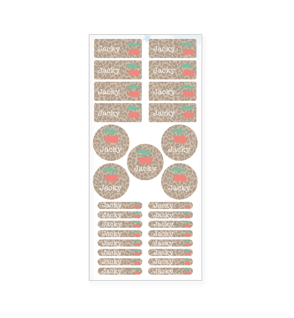 Name Label Set - Leopard Cherry