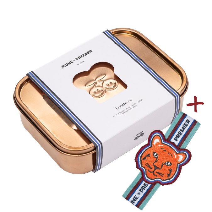 Jeune Premier Rose Gold stainless steel lunch box for kids, dishwasher safe.
