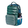 New Bobbie Puffer Green kids backpack side view with bottle holder, Jeune Premier