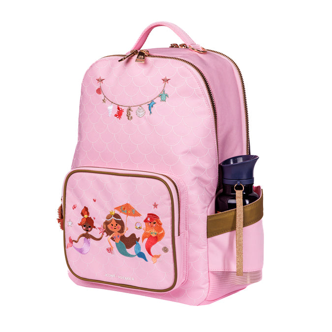 Jeune Premier New Bobbie school backpack Mermaids - side view with drinking bottle