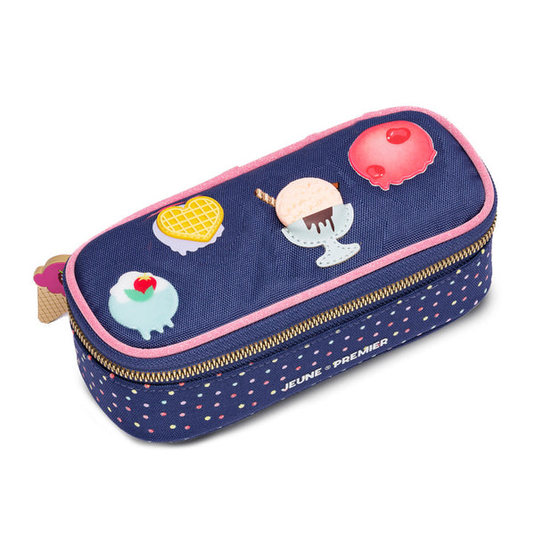 Jeune Premier Pencil Box Disco Dip with colorful polka dots and dessert motifs for girls