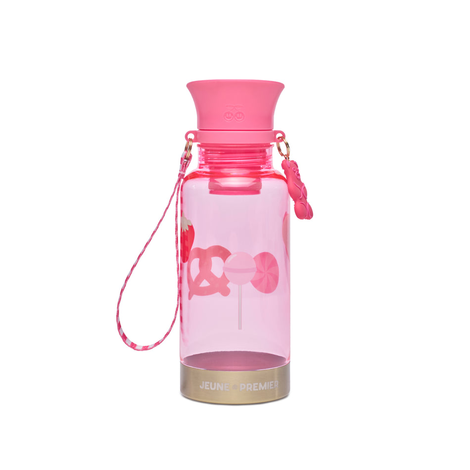 Jeune Premier Drinking Bottle Candy – eco-friendly reusable water bottle with pink candy print for kids
