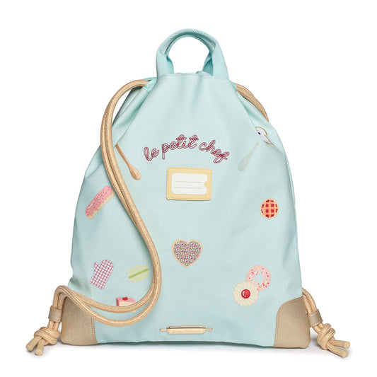 City Bag Le Petit Chef in baby blue with pastry chef design - multifunctional tote and backpack
