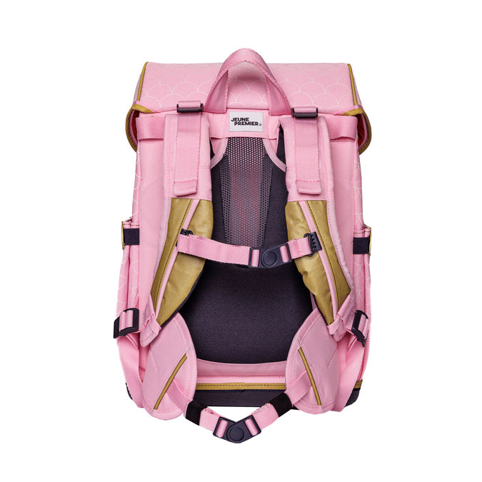 Pink Ergomaxx Mermaids ergonomic backpack by Jeune Premier with mermaid illustrations for girls from first grade