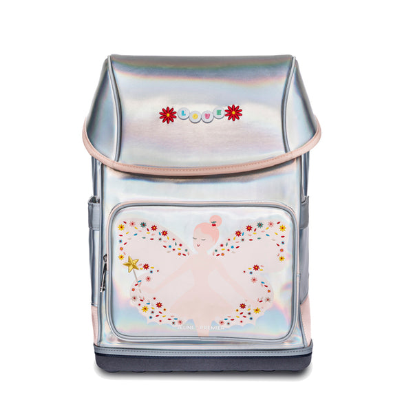 Metallic Ergomaxx Magic Elf ergonomic backpack by Jeune Premier with fairy illustration for girls from first grade