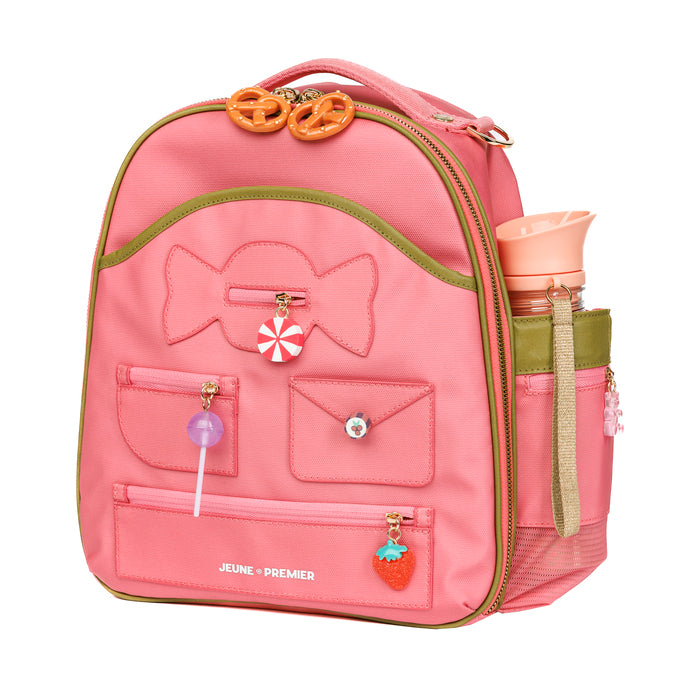Ralphie Candy backpack by Jeune Premier, a pink toddler backpack for girls starting daycare or preschool